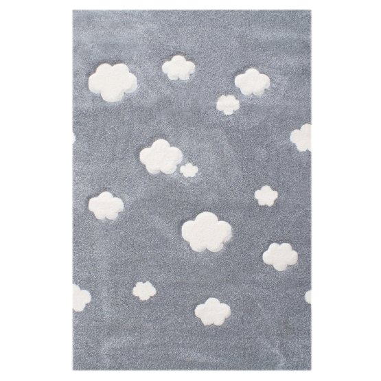 Detský koberec mráčky - strieborný/šedý